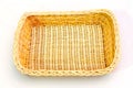 Top view of empty square wicker basket, homemade and handmade st