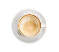 Top view empty white coffee cup (latte coffee). Isolated on whit Royalty Free Stock Photo