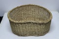 Top view of empty wicker basket, storage basket, handmade