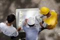 Top view of Engineer team check plant Royalty Free Stock Photo