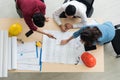 Top view of engineer team discuss and brainstorm about construction building project Royalty Free Stock Photo