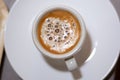 Top view of espresso coffee in a white cup on a saucer Royalty Free Stock Photo