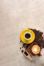 Top View Espresso and Picollo Coffee with Java Bean Royalty Free Stock Photo