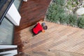 Top view exterior wood deck house terrace maintenance