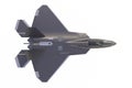 Top view of F22, american military fighter plane on white background