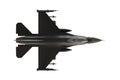 Top view of F16, american military fighter plane on white background