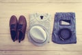 Top of view fashion set for men