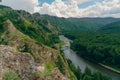 the fast mountain river bely ius in Khakassia on a hot summer day.