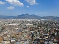 Top view of a favela slum and its buildings, houses. Rio de Janeiro, Brazil.