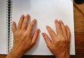 Finger Touch To Braille Code, Blind Man Read Book Writt Royalty Free Stock Photo