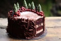 top view of finished black forest gateau