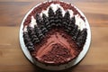 top view of finished black forest gateau