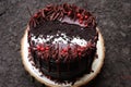 top view of finished black forest gateau