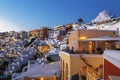 Top view of Fira city, city landscape in the evening. Santorini Royalty Free Stock Photo