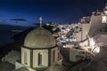 Top view on Fira town and the orthodox church of St. John at night, Santorini
