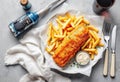 Delicious Battered Fish and Crispy Fries a Classic Meal Royalty Free Stock Photo