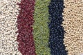 Top view of Five colored beans on wooder background, Healthy eating concept