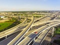 Top view five-level stack interchange expressway in Houston, Tex