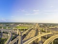 Top view five-level stack interchange expressway in Houston, Tex