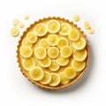 Top View Of Five Tart Au Citron With Coffee On White Background