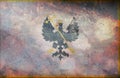 Top view of retro flag Alex K Chernihiv, Ukraine with grunge texture. Ukrainian patriot and travel concept. no flagpole. Plane