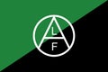 Top view of flag of Animal Liberation Front . Anarchism symbol. no flagpole. Plane design, layout. Flag background