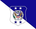 Top view of flag of Chief Master Sergeant of the Air Force, no flagpole. Plane design, layout. Flag background