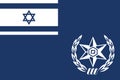 Top view of flag Chief Police, Israel. Israeli travel and patriot concept. no flagpole. Plane design, layout. Flag background