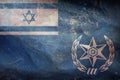Top view of flag Chief Police, Israel. retro flag with grunge texture. Israeli travel and patriot concept. no flagpole. Plane