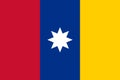 Top view of flag Civil ensign of New Granada Colombia. Colombian patriot and travel concept. no flagpole. Plane design, layout.