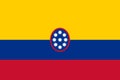 Top view of flag Civil ensign of United States Colombia. Colombian patriot and travel concept. no flagpole. Plane design, layout.