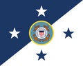 Top view of flag of Commandant of the United States Coast Guard, no flagpole. Plane design, layout. Flag background