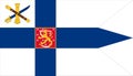 Top view of flag of commander of the Finnish Defence Forces, Finland. Finnish patriot and travel concept. Plane design, layout