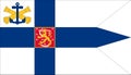 Top view of flag of Commander of the Finnish Navy, Finland. Finnish patriot and travel concept. Plane design, layout