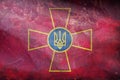 Top view of retro flag Ensign of the Ukrainian Armed Forces, Ukraine with grunge texture. Ukrainian patriot and travel concept. no