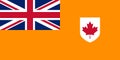 Top view of flag of Grand Orange Lodge of Canada, Canada. Canadian travel and patriot concept. no flagpole. Plane design, layout.