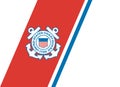 Top view of flag of Guidon of the United States Coast Guard, no flagpole. Plane design, layout. Flag background
