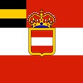 Top view of flag Habsburg Admiral s 1853 Austria. Austrian patriot and travel concept. no flagpole. Plane design, layout. Flag