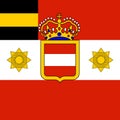 Top view of flag Habsburg Lieutenant Field Marshal\'s Austria. Austrian patriot and travel concept. no flagpole. Plane