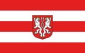 Top view of flag Katy Wroclawskie gmina, Poland. Polish patriot and travel concept. no flagpole. Plane design, layout. Flag