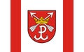 Top view of flag lomianki, Poland. Polish patriot and travel concept. no flagpole. Plane design, layout. Flag background