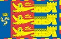 Top view of flag of Lord Warden Cinque Ports, Lord Boyce . flag of united kingdom of great Britain, England. no flagpole. Plane