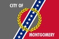Top view of flag Montgomery, Alabama, untied states of America. USA travel and patriot concept. no flagpole. Plane design, layout