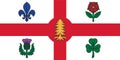 Top view of flag of Montreal, Canada. Canadian travel and patriot concept. no flagpole. Plane design, layout. Flag background