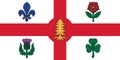 Top view of flag Montreal, Quebec Canada. Canadian patriot and travel concept. no flagpole. Plane design, layout. Flag background