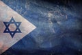 Top view of flag Naval Ensign, Israel. retro flag with grunge texture. Israeli travel and patriot concept. no flagpole. Plane