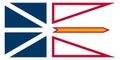 Top view of flag of Newfoundland and Labrador, Canada. Canadian travel and patriot concept. no flagpole. Plane design, layout.