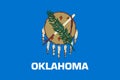 Top view of flag of Oklahoma, no flagpole. Plane design, layout. Flag background