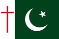 Top view of flag of Pakistan with cross. no flagpole. Plane design, layout. Flag background. religion, love holy spirit faith, Royalty Free Stock Photo