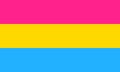 Top view of flag of Pansexuality Pride , no flagpole. Plane design, layout. Flag background. Freedom and love concept. Pride